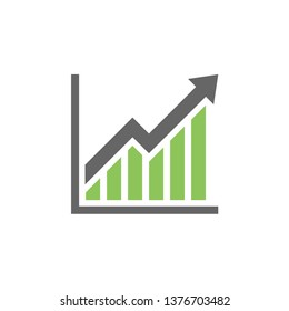 Graph trending upwards, Arrow pointing up on graph, Vector illustration
