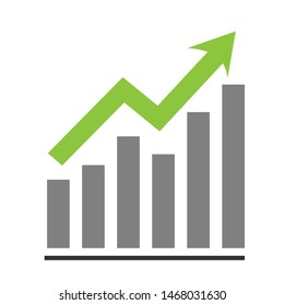Graph trending upwards, Arrow pointing up on graph, for business growth concept simple flat design for web – vector