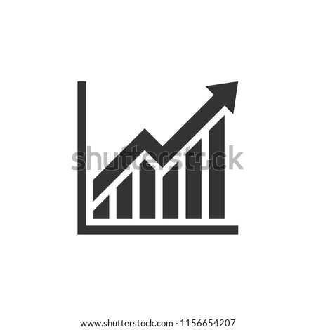 Graph trending upwards, Arrow pointing up on graph, Vector illustration