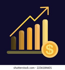 Graph in trendy flat style. Vector illustration,Growing graph icon. Growing graph vector icon. Info graphic icon. Bar Chart symbol Vector. for web and mobile.