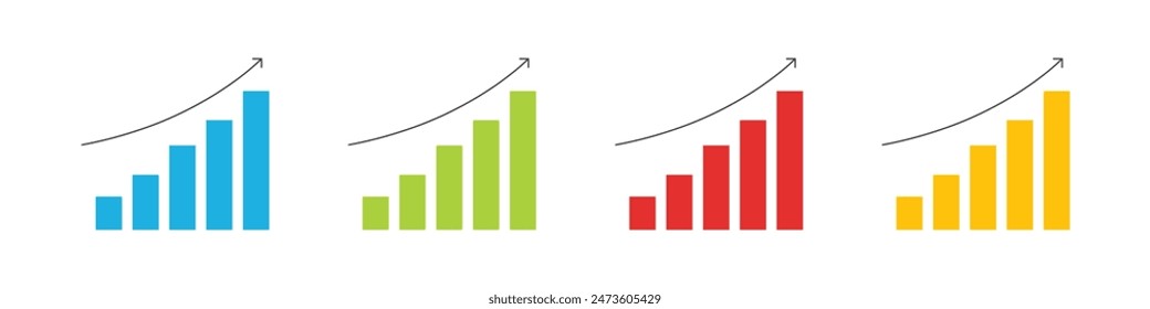 Graph in trendy flat style. Vector illustration. financial chart with arrow. Graph or diagram with arrow going up. Graph rise business. Vector illustration.