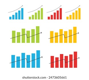 Graph in trendy flat style. Vector illustration. financial chart with arrow. Graph or diagram with arrow going up. Graph rise business. Vector illustration.