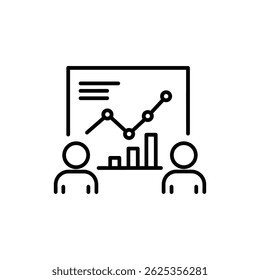 Graph with Two User Icons Watching Business Data and Growth