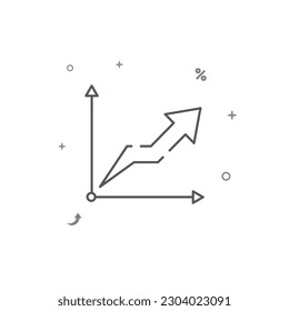 Graph up, Abszissa und Ordate Achsen einfache Vektorsymbol. Symbol, Piktogramm, Zeichen einzeln auf weißem Hintergrund. Bearbeitbarer Strich. Passen Sie das Zeilengewicht an.