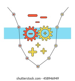 Graph up, graph down, pros and cons, graphics change, graph change line concept art, vector, graph fall and growth