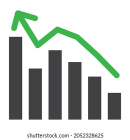 Graph upward slope, Arrow pointing up on graph, Vector illustration