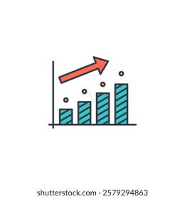 Graph with Upward Trend icon symbol vector illustration isolated on white background
