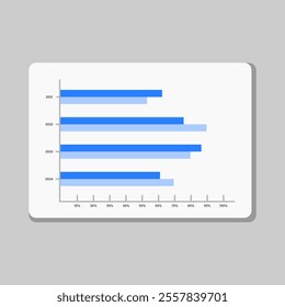 graph vector in blue color with white background