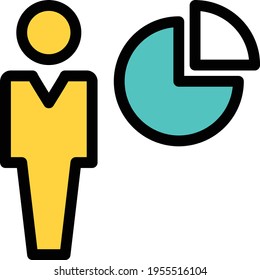 icono de línea de color del vector de gráfico
