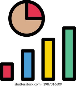 icono de línea de color del vector de gráfico