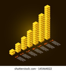 Graph vector element gold and information report show business data success
