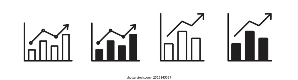 Graph vector filled and outlined icons collection
