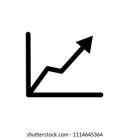 Graph vector icon, growing symbol. Simple, flat design for web or mobile app