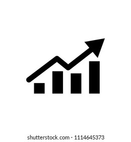 Graph vector icon, growing symbol. Simple, flat design for web or mobile app