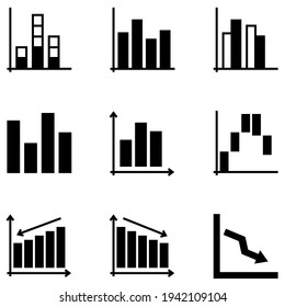 Graph vector icon set for apps, website, mobile, infographic and etc