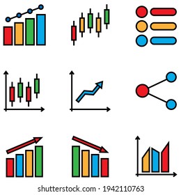 graph vector icon set for apps, website, mobile, infographic and etc
