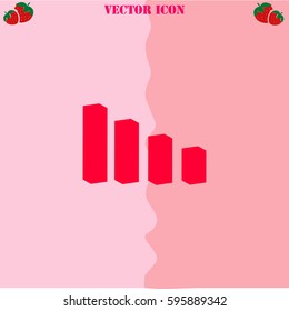 Graph vector  icon. Strawberry Background.