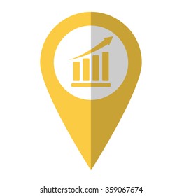 graph - vector icon;  yellow map pointer