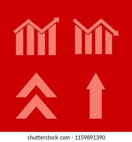 graph vector icons set. with descending graph, growing graph and up arrow in set