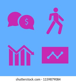 graph vector icons set. with money speech bubbles, pedestrian, statistics and descending graph in set