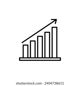 Graph vector illustration. Economic growth chart vector icon. Increase profit margin vector sign. Stock price increase line vector icon in black and white color.