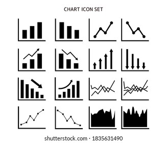 Graph vector illustration set. Line graph . Stock price. chart. Bar graph.