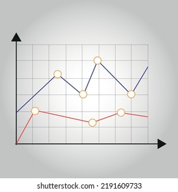 Graph Vector Template. It shows the fluctuations of two different scenarios. It can be used for processes, web, presentations, layout, banners, Slide, and info graphs.