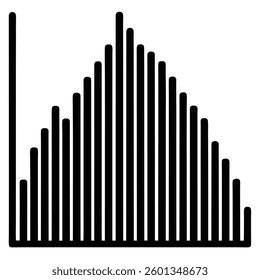  graph, vertical bars, ascending and descending pattern, symmetrical design, data visualization, minimalist chart, 