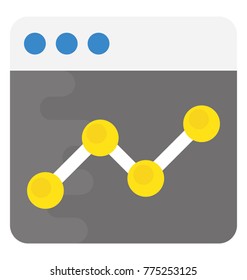 The graph of web traffic in flat vector style