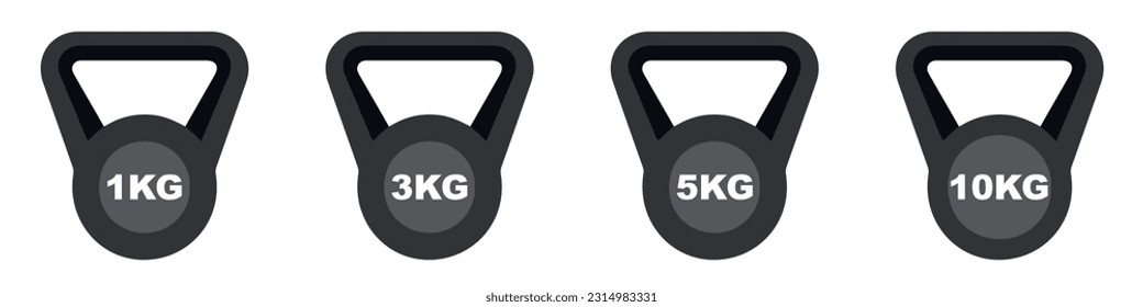 Graph weights and icon set. KG 1 3 5 10 signs isolated on white background. Vector extensions.EPS 10