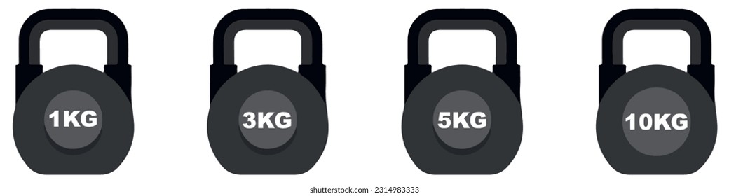 Graph weights and icon set. KG 1 3 5 10 signs isolated on white background. Vector extensions.EPS 10