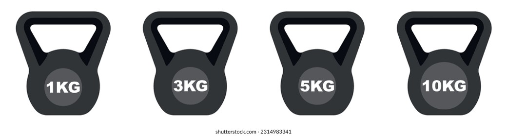 Peso del gráfico y conjunto de iconos. KG 1 3 5 10 signos aislados en el fondo blanco. Extensiones de vectores.EPS 10