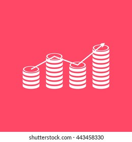 Graph white icon on magenta color background. Eps-10.