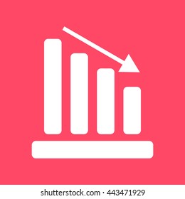 Graph white icon on magenta color background. Eps-10.