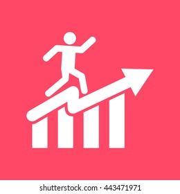 Graph white icon on magenta color background. Eps-10.