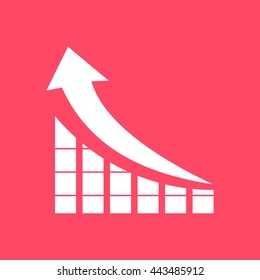 Graph white icon on magenta color background. Eps-10.