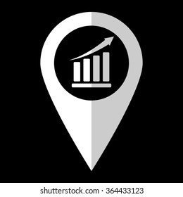 graph - white vector icon;  map pointer