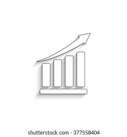graph - white vector icon with  shadow