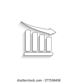 graph - white vector icon with  shadow
