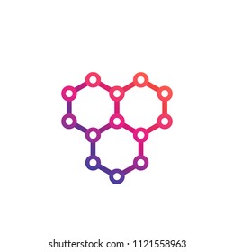 Graphene, Atomic Carbon Structure Vector Logo Design