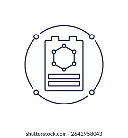 graphene battery icon in line design, modern energy storage concept