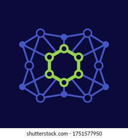 grafieno, icono de material de carbono, vector