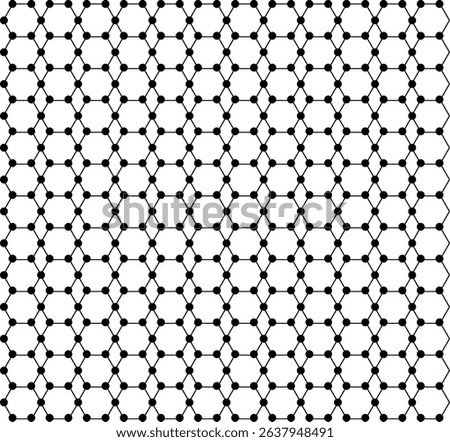 Graphene Hex Grid Molecular Lattice Vector – Seamless Atomic Mesh, Carbon Structure, and Scientific Black-and-White Microscopic Design