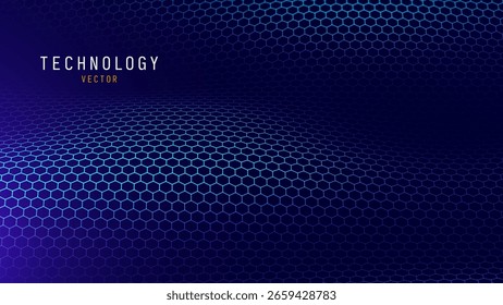 Hexagonales Graphen-Gitter. Molekulares Netzwerk von Hexagonen verbunden. Chemisches Netzwerk. Carbon Nanomaterialien Nanotechnologie Konzept. 3D-Vektorgrafik.