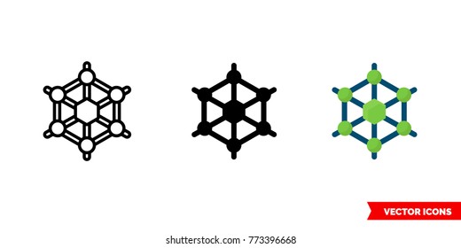 Graphene icon of 3 types: color, black and white, outline. Isolated vector sign symbol.