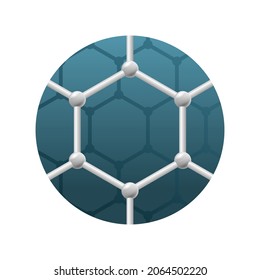 Graphene Icon - Carbon Consisting Of Single Atoms Layer Arranged In Two-dimensional Honeycomb Lattice. Colorful Rounded Vector Emblem