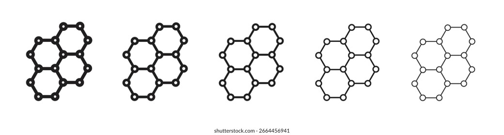 Graphene icon line art vector collection on white background