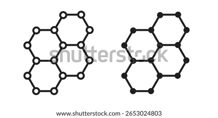 Graphene icon symbol set in black. line and flat icons