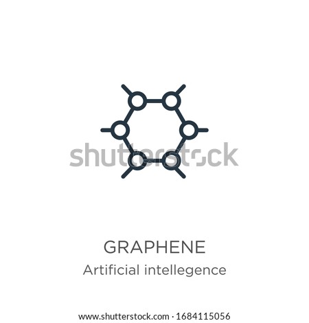 Graphene icon. Thin linear graphene outline icon isolated on white background from artificial intellegence and future technology collection. Line vector sign, symbol for web and mobile