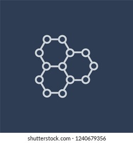 Graphene icon. Trendy flat vector line Graphene icon on dark blue background from Artificial Intelligence, Future Technology collection. 